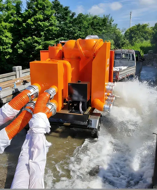 What is the maximum drainage capacity of a trailer mounted diesel engine driven drainage pumps?